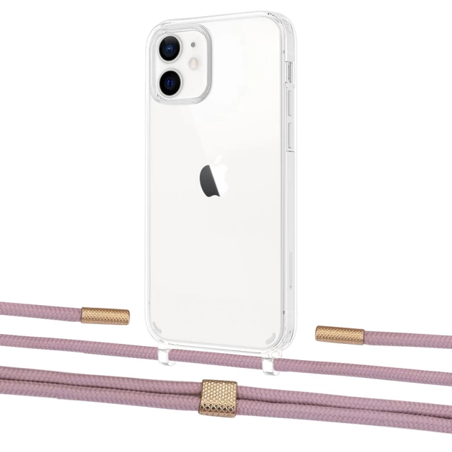 Чохол Upex Crossbody Protection Case для iPhone 12 | 12 Pro Crystal with Twine Rose Gold and Fausset Gold (UP83445)