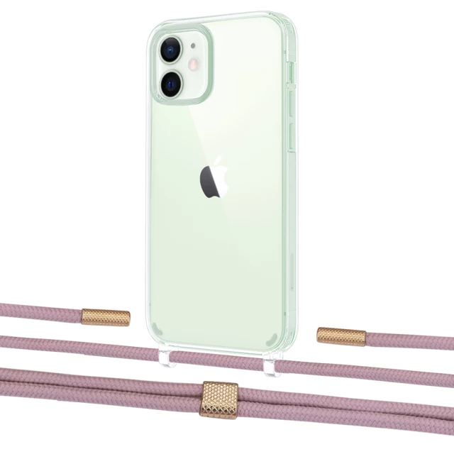 Чохол Upex Crossbody Protection Case для iPhone 12 | 12 Pro Crystal with Twine Rose Gold and Fausset Gold (UP83445)