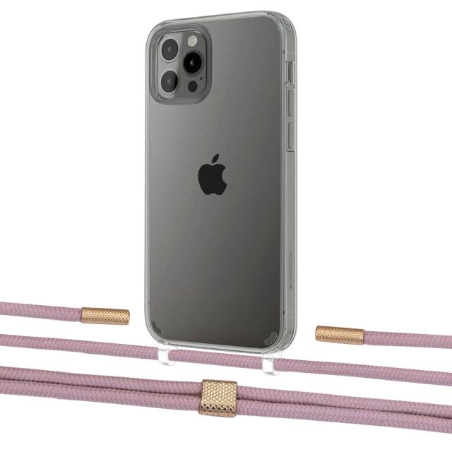 Чехол Upex Crossbody Protection Case для iPhone 12 | 12 Pro Crystal with Twine Rose Gold and Fausset Gold (UP83445)