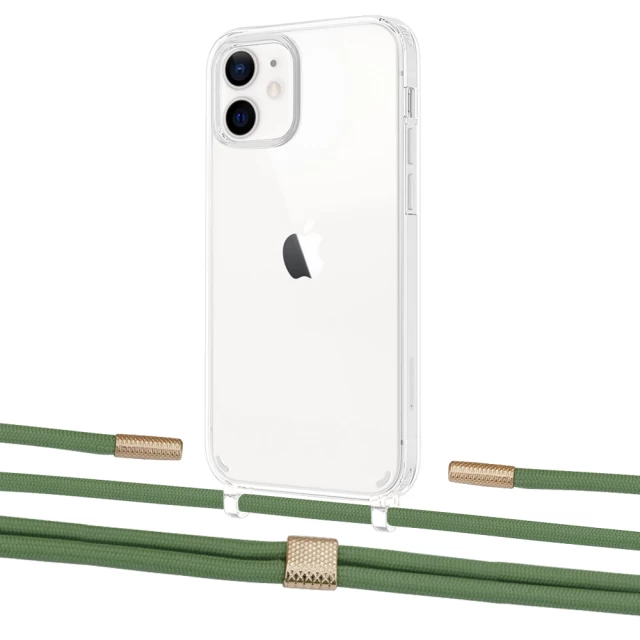 Чохол Upex Crossbody Protection Case для iPhone 12 mini Crystal with Twine Mint and Fausset Gold (UP83503)