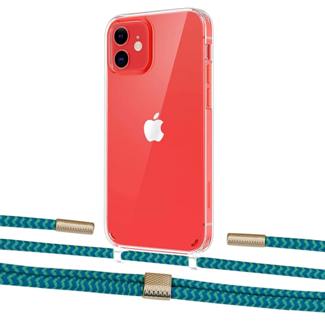 Чохол Upex Crossbody Protection Case для iPhone 12 mini Crystal with Twine Cyan and Fausset Gold (UP83505)