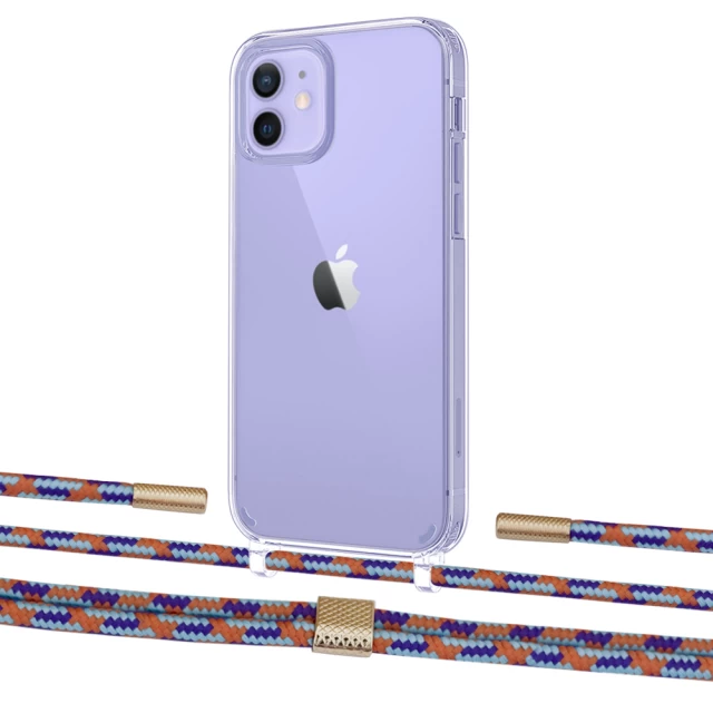 Чохол Upex Crossbody Protection Case для iPhone 12 mini Crystal with Twine Blue Sunset and Fausset Gold (UP83507)