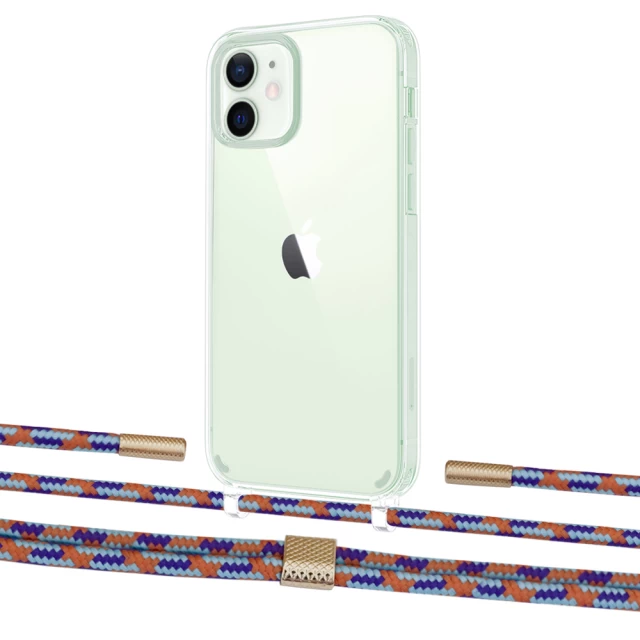 Чохол Upex Crossbody Protection Case для iPhone 12 mini Crystal with Twine Blue Sunset and Fausset Gold (UP83507)