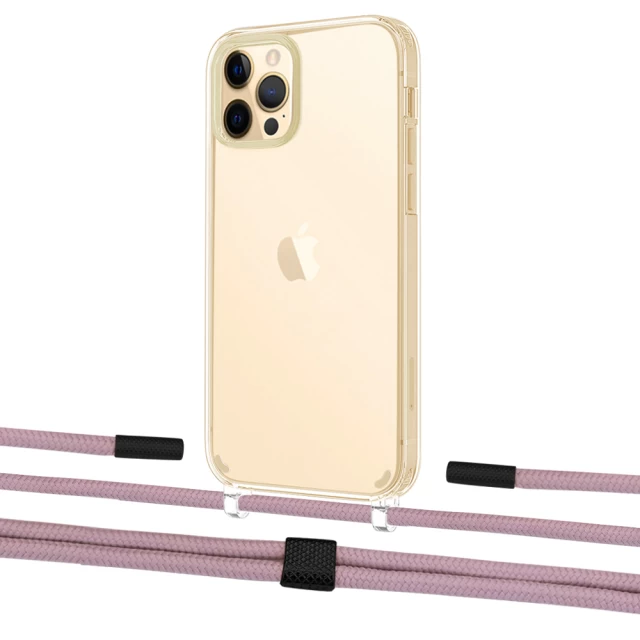 Чохол Upex Crossbody Protection Case для iPhone 12 Pro Max Crystal with Twine Rose Gold and Fausset Matte Black (UP83513)