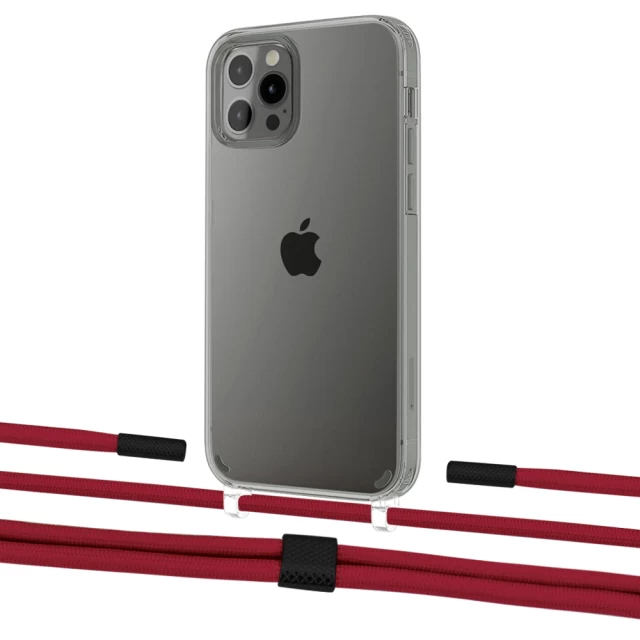 Чехол Upex Crossbody Protection Case для iPhone 12 Pro Max Crystal with Twine Red and Fausset Matte Black (UP83515)
