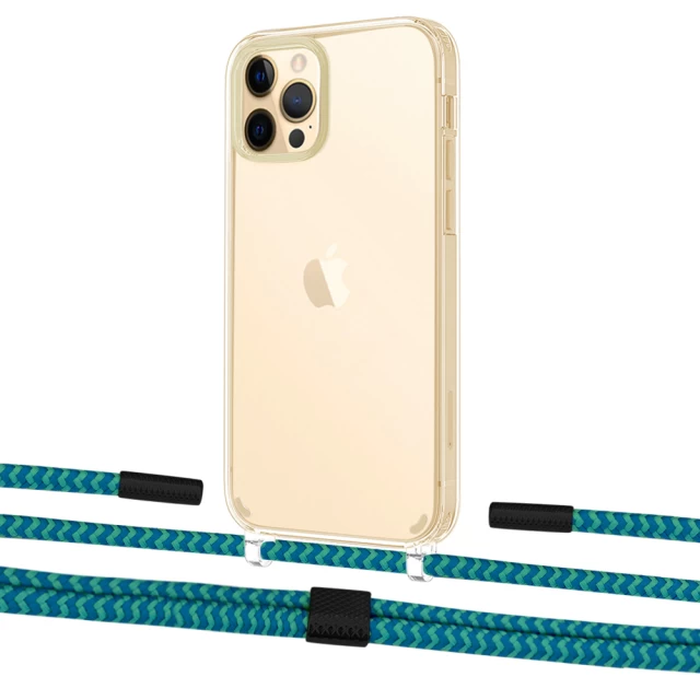 Чохол Upex Crossbody Protection Case для iPhone 12 Pro Max Crystal with Twine Cyan and Fausset Matte Black (UP83522)