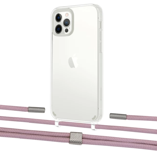 Чехол Upex Crossbody Protection Case для iPhone 12 Pro Max Crystal with Twine Rose Gold and Fausset Silver (UP83530)