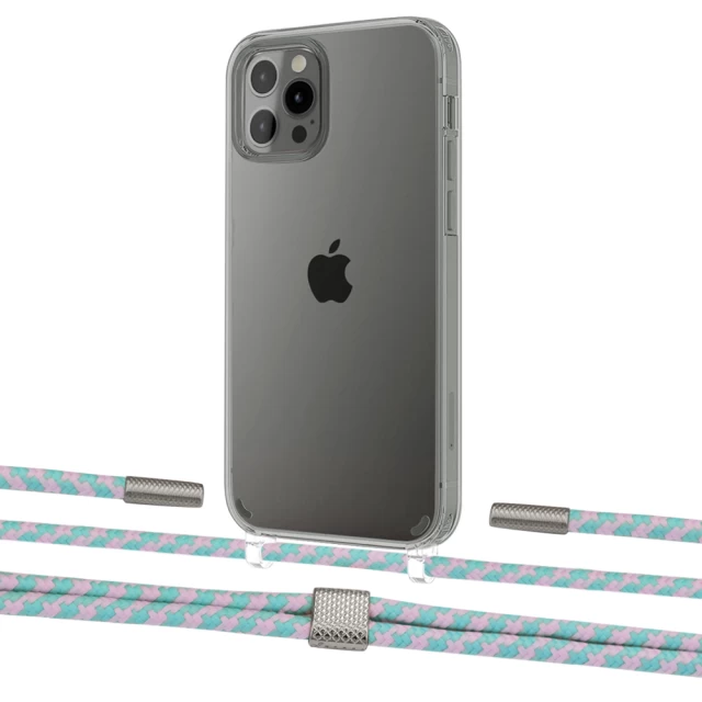 Чохол Upex Crossbody Protection Case для iPhone 12 Pro Max Crystal with Twine Turquoise and Fausset Silver (UP83542)