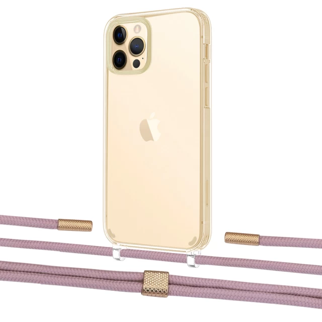 Чехол Upex Crossbody Protection Case для iPhone 12 Pro Max Crystal with Twine Rose Gold and Fausset Gold (UP83547)