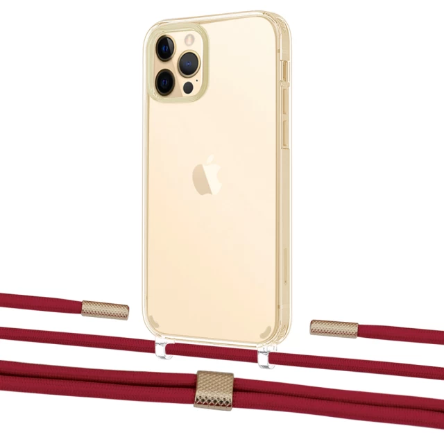 Чохол Upex Crossbody Protection Case для iPhone 12 Pro Max Crystal with Twine Red and Fausset Gold (UP83549)