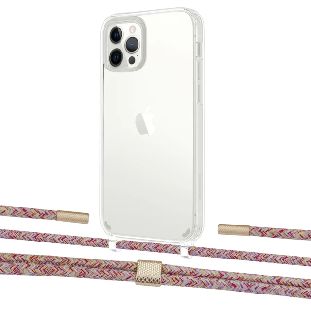 Чохол Upex Crossbody Protection Case для iPhone 12 Pro Max Crystal with Twine Mulberry and Fausset Gold (UP83555)