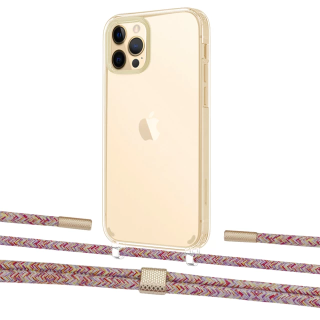 Чехол Upex Crossbody Protection Case для iPhone 12 Pro Max Crystal with Twine Mulberry and Fausset Gold (UP83555)