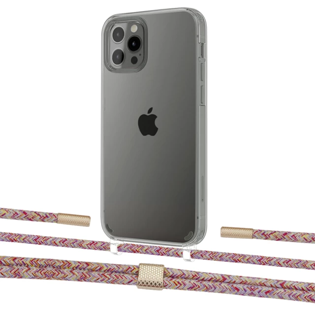 Чехол Upex Crossbody Protection Case для iPhone 12 Pro Max Crystal with Twine Mulberry and Fausset Gold (UP83555)