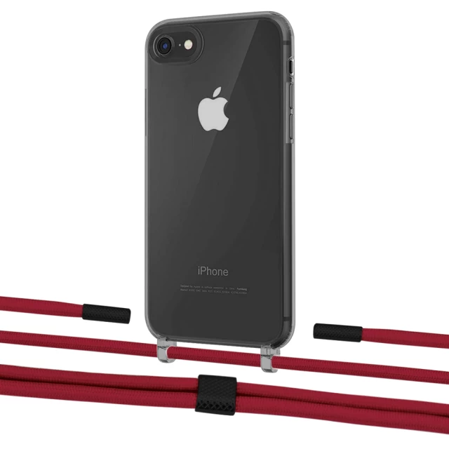 Чехол Upex Crossbody Protection Case для iPhone SE 2020 | 8 | 7 Dark with Twine Red and Fausset Matte Black (UP83770)