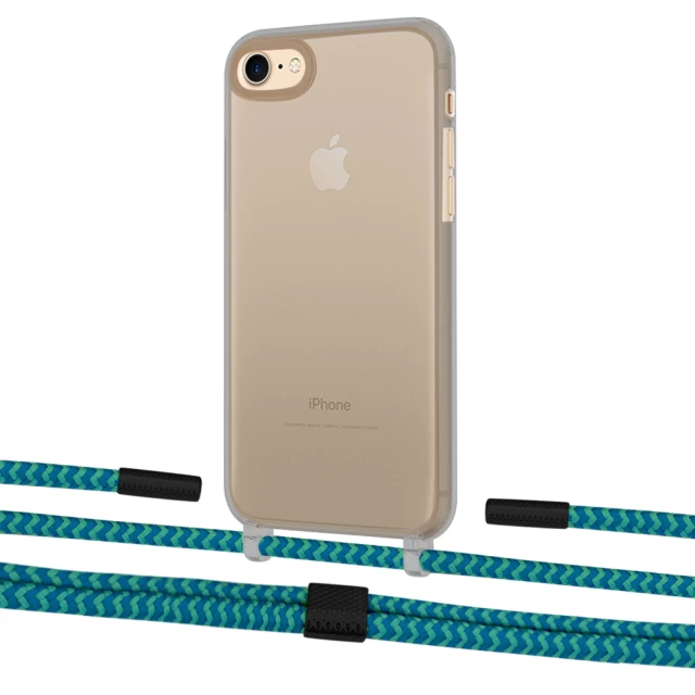 Чехол Upex Crossbody Protection Case для iPhone SE 2020 | 8 | 7 Dark with Twine Cyan and Fausset Matte Black (UP83777)