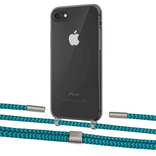 Чехол Upex Crossbody Protection Case для iPhone SE 2020 | 8 | 7 Dark with Twine Cyan and Fausset Silver (UP83794)