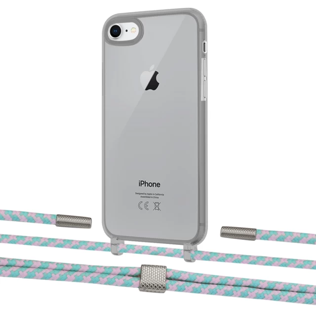 Чехол Upex Crossbody Protection Case для iPhone SE 2020 | 8 | 7 Dark with Twine Turquoise and Fausset Silver (UP83797)