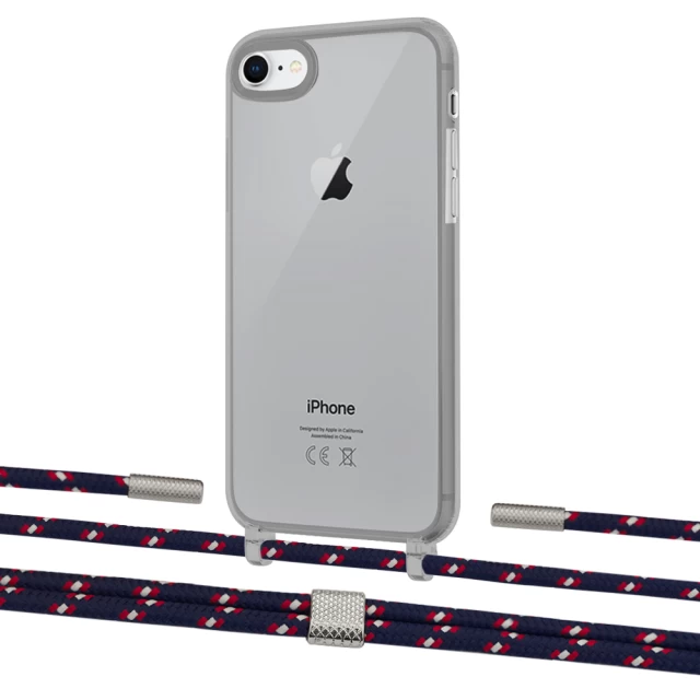 Чехол Upex Crossbody Protection Case для iPhone SE 2020 | 8 | 7 Dark with Twine Blue Marine and Fausset Silver (UP83798)