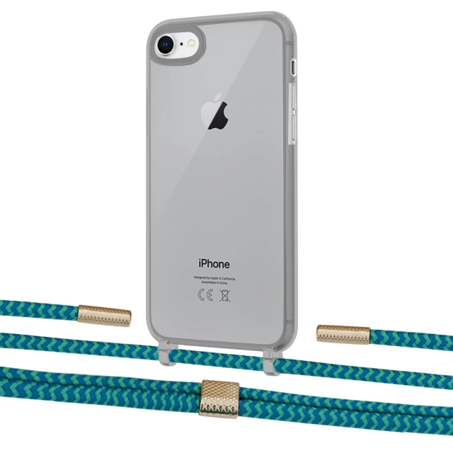 Чохол Upex Crossbody Protection Case для iPhone SE 2020 | 8 | 7 Dark with Twine Cyan and Fausset Gold (UP83811)