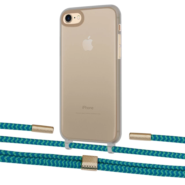 Чохол Upex Crossbody Protection Case для iPhone SE 2020 | 8 | 7 Dark with Twine Cyan and Fausset Gold (UP83811)
