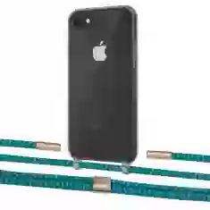 Чохол Upex Crossbody Protection Case для iPhone SE 2020 | 8 | 7 Dark with Twine Cyan and Fausset Gold (UP83811)