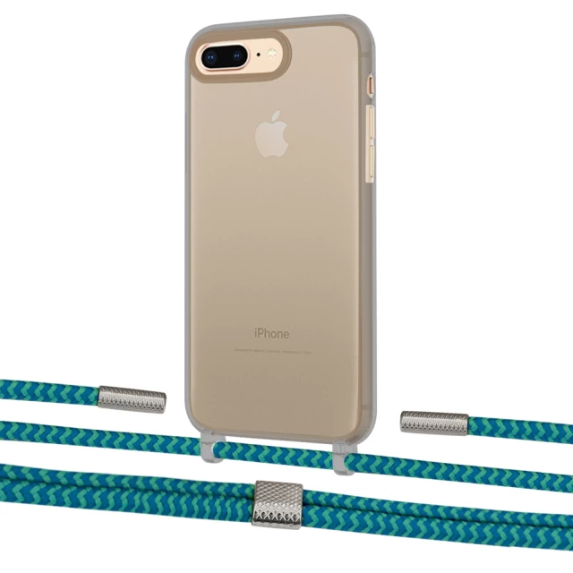 Чехол Upex Crossbody Protection Case для iPhone 8 Plus | 7 Plus Dark with Twine Cyan and Fausset Silver (UP83845)