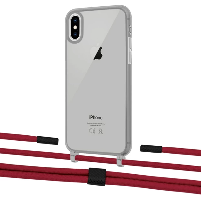 Чехол Upex Crossbody Protection Case для iPhone XS | X Dark with Twine Red and Fausset Matte Black (UP83872)