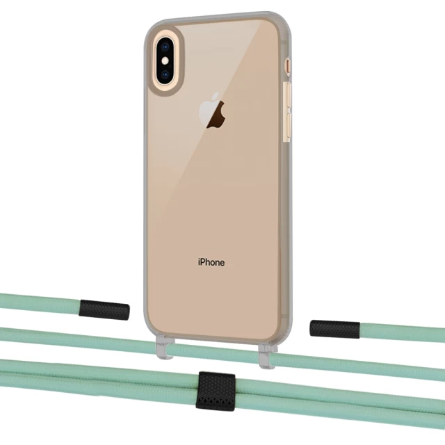 Чохол Upex Crossbody Protection Case для iPhone XS Max Dark with Twine Pistachio and Fausset Matte Black (UP83977)
