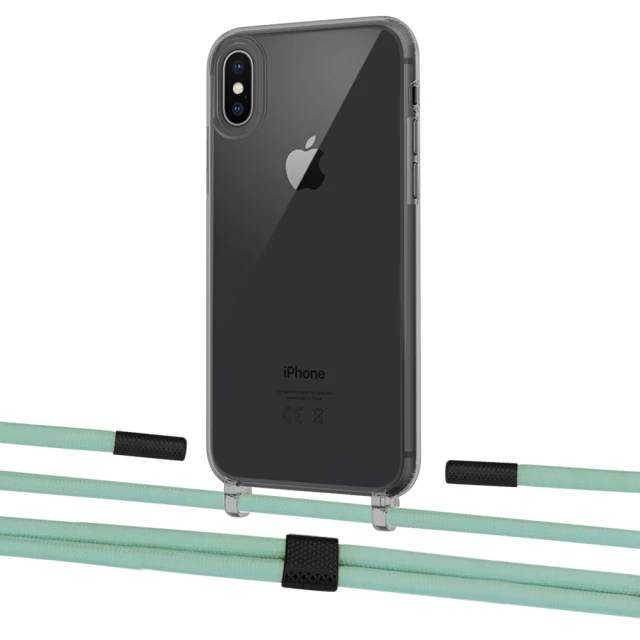 Чохол Upex Crossbody Protection Case для iPhone XS Max Dark with Twine Pistachio and Fausset Matte Black (UP83977)