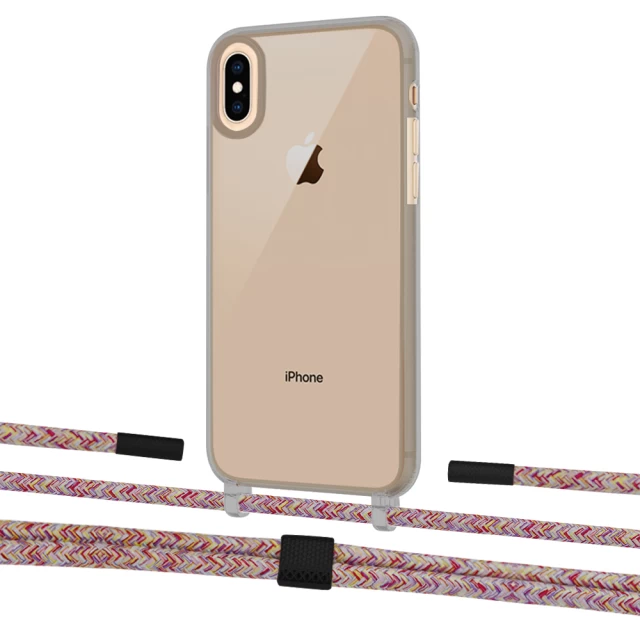 Чехол Upex Crossbody Protection Case для iPhone XS Max Dark with Twine Mulberry and Fausset Matte Black (UP83980)