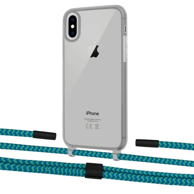 Чехол Upex Crossbody Protection Case для iPhone XS Max Dark with Twine Cyan and Fausset Matte Black (UP83981)
