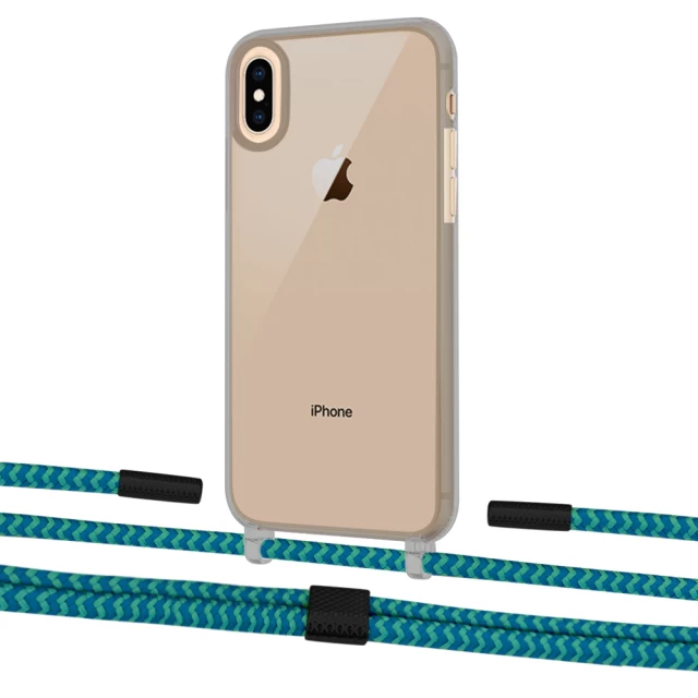 Чехол Upex Crossbody Protection Case для iPhone XS Max Dark with Twine Cyan and Fausset Matte Black (UP83981)