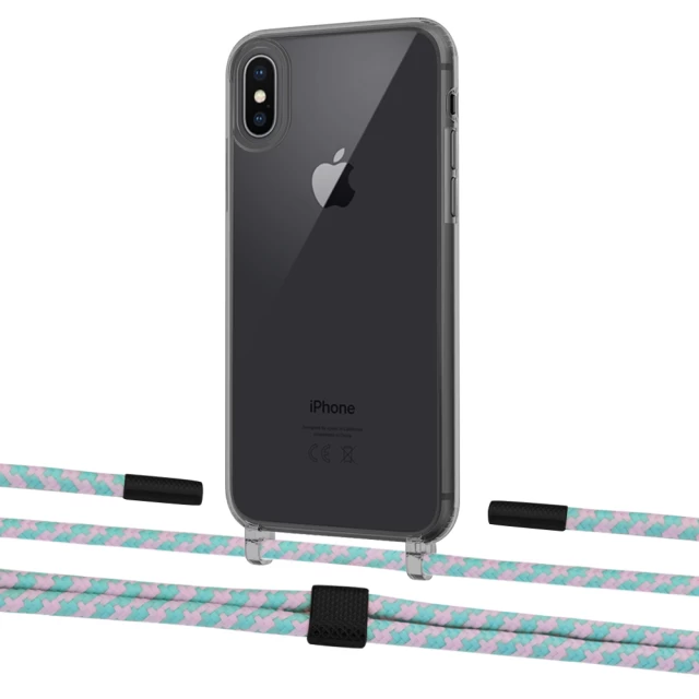 Чехол Upex Crossbody Protection Case для iPhone XS Max Dark with Twine Turquoise and Fausset Matte Black (UP83984)
