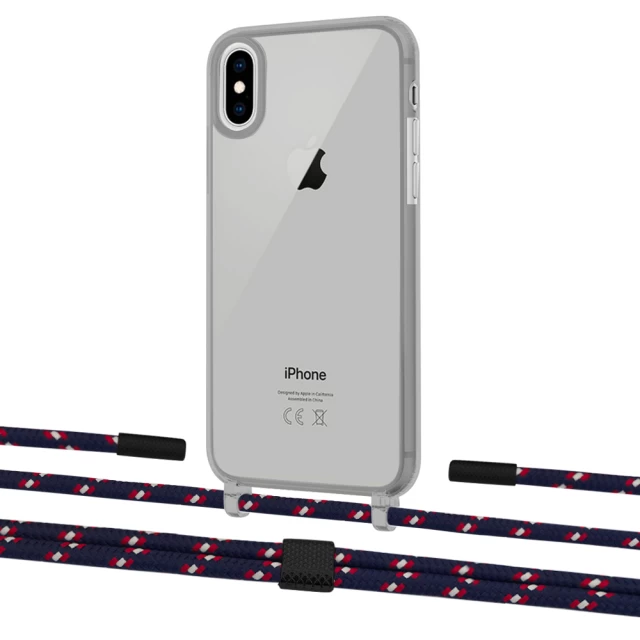 Чехол Upex Crossbody Protection Case для iPhone XS Max Dark with Twine Blue Marine and Fausset Matte Black (UP83985)