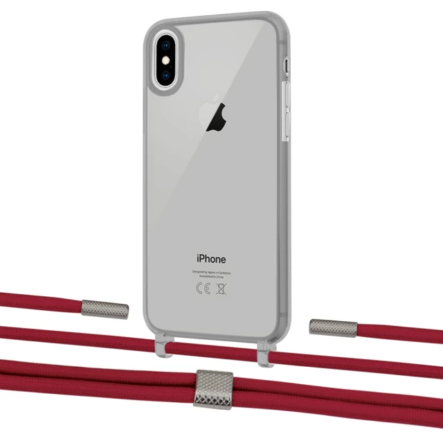 Чохол Upex Crossbody Protection Case для iPhone XS | X Dark with Twine Red and Fausset Silver (UP83889)