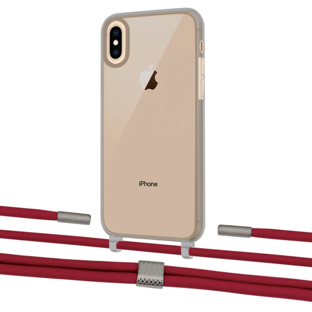 Чохол Upex Crossbody Protection Case для iPhone XS Max Dark with Twine Red and Fausset Silver (UP83991)
