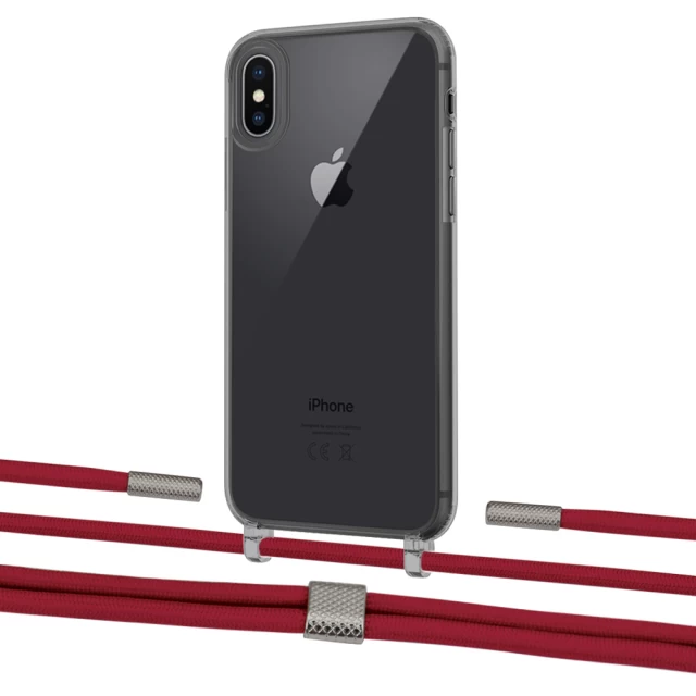 Чехол Upex Crossbody Protection Case для iPhone XS Max Dark with Twine Red and Fausset Silver (UP83991)