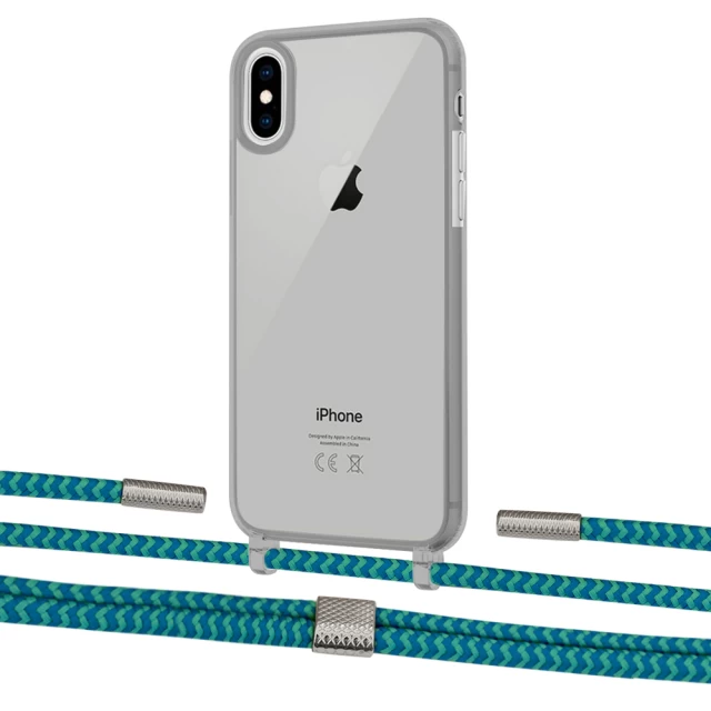 Чохол Upex Crossbody Protection Case для iPhone XS | X Dark with Twine Cyan and Fausset Silver (UP83896)