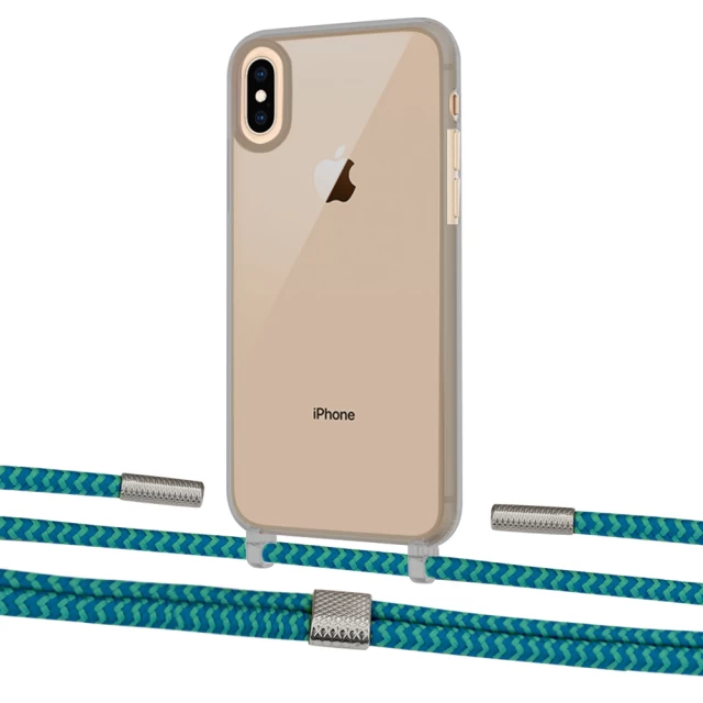 Чехол Upex Crossbody Protection Case для iPhone XS | X Dark with Twine Cyan and Fausset Silver (UP83896)