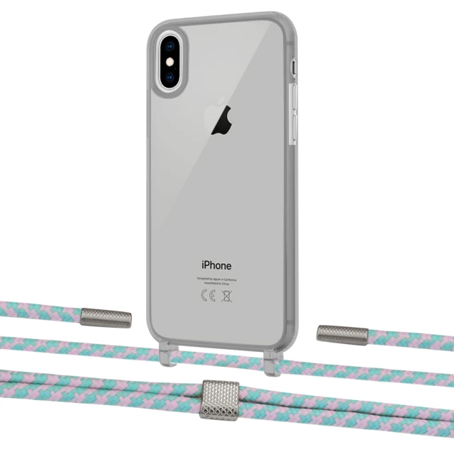 Чехол Upex Crossbody Protection Case для iPhone XS | X Dark with Twine Turquoise and Fausset Silver (UP83899)