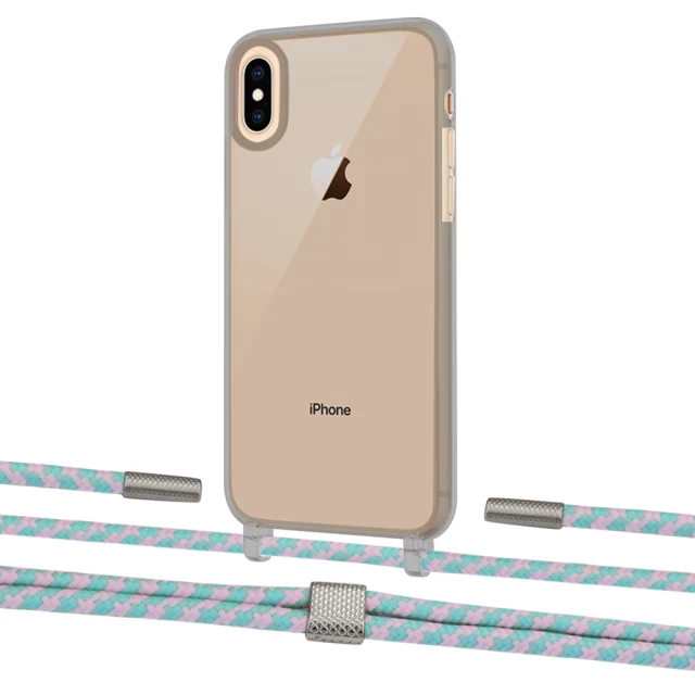 Чохол Upex Crossbody Protection Case для iPhone XS | X Dark with Twine Turquoise and Fausset Silver (UP83899)