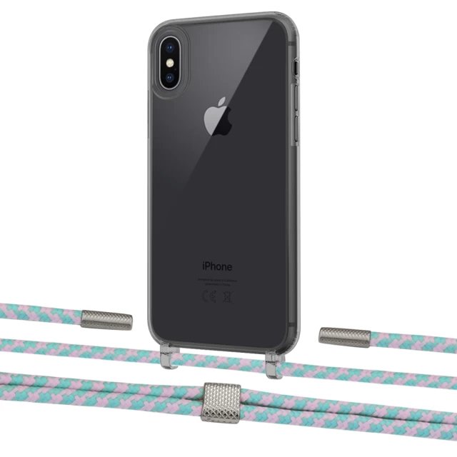 Чехол Upex Crossbody Protection Case для iPhone XS | X Dark with Twine Turquoise and Fausset Silver (UP83899)