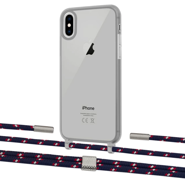 Чохол Upex Crossbody Protection Case для iPhone XS | X Dark with Twine Blue Marine and Fausset Silver (UP83900)