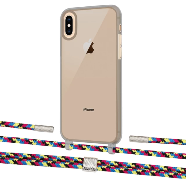 Чехол Upex Crossbody Protection Case для iPhone XS Max Dark with Twine Critical Camouflage and Fausset Silver (UP84009)