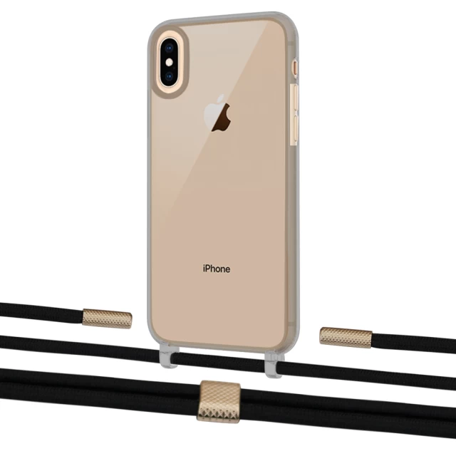 Чохол Upex Crossbody Protection Case для iPhone XS Max Dark with Twine Black  and Fausset Gold (UP84010)