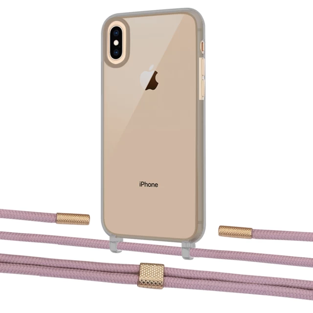 Чохол Upex Crossbody Protection Case для iPhone XS Max Dark with Twine Rose Gold and Fausset Gold (UP84012)