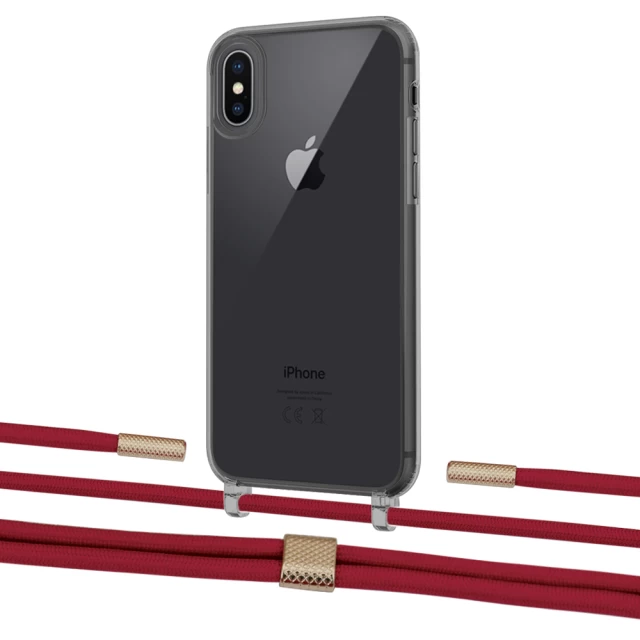 Чохол Upex Crossbody Protection Case для iPhone XS | X Dark with Twine Red and Fausset Gold (UP83906)