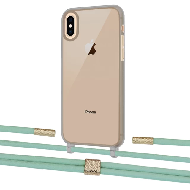 Чохол Upex Crossbody Protection Case для iPhone XS Max Dark with Twine Pistachio and Fausset Gold (UP84017)