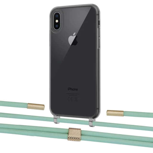 Чохол Upex Crossbody Protection Case для iPhone XS Max Dark with Twine Pistachio and Fausset Gold (UP84017)