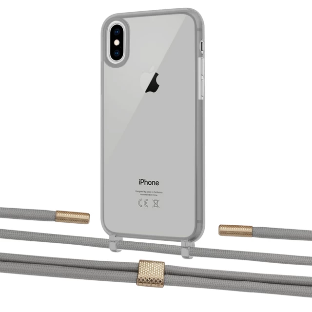 Чехол Upex Crossbody Protection Case для iPhone XS Max Dark with Twine Gray and Fausset Gold (UP84018)